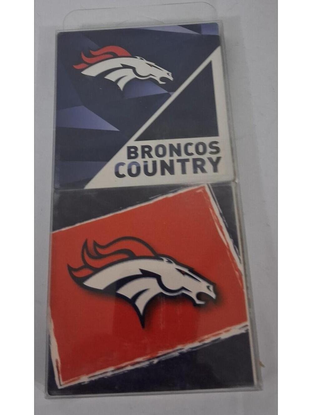 Denver BRONCOS Country Set 4-Coasters 4"x4" by 1/4" Thick Brand-NEW